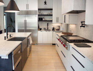 Franklin Tennessee Modern Kitchen Remodel Black and white Cabinets