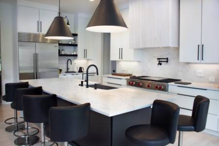 Franklin Tennessee Modern Kitchen Remodel Black and white Cabinets